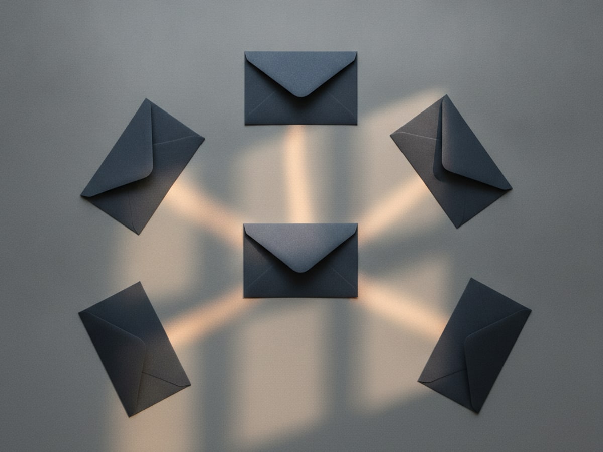A single envelope splitting into several identical envelopes traveling in different directions